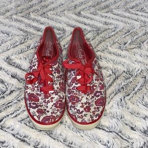 Floral print red Keds, size 6